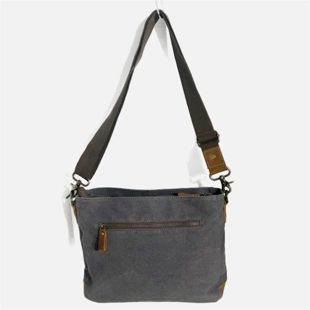 Unbranded Canvas with Leather Details Shoulder Crossbody Bag Style Messenger 🩶🤎
